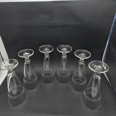 Pilsner Clear Glasses Laurel Leaf Pattern 7.5 Inches Tall Lot of 6 Preowned.