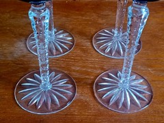 RETIRED Set of 4 AJKA Crystal Cut ARABELLA Stemmed Wine Hock Glasses 8.25″ Mint