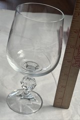 Bohemian Crystal Claudia 6.5” Wine Glasses Faceted Prism Ball Stem Set of 3