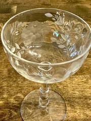 Vintage Set 10 Etched Coupe Champagne Glasses Grapes/Vines 1930 Tiffin Style