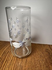 2 Vtg Libbey Drinking Glasses Country White Goose Geese Duck Blue Ribbon Bow