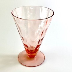 FOSTORIA Loop Optic Pink Crystal Glass Footed Tumbler 1930s Art Deco Very Rare