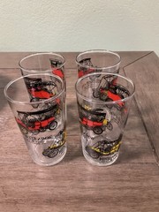 Vintage Libbey Drinking Glasses Set Of 4, 8 Ounce Pictures Of Classic Automobile