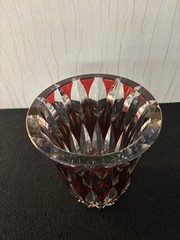Red Overlay Crystal Vase From Saint Louis H: 23Cm