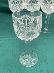 SET(4) VTG Kobe Crystal Diamond Cut 7 oz Wine Goblets W.Germany 6.75″H