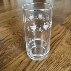 Vintage Corelle Drinking Glasses Forever Yours Pink Hearts Set of 2 Cups