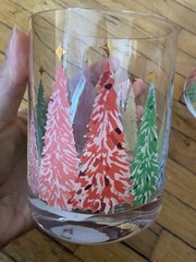 World market Christmas tree print glass cup set of 2