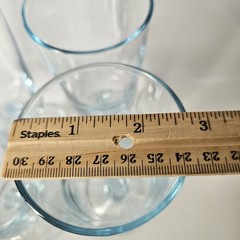4 Light Ice Blue Pedestal Glasses Star Base Vintage 6.5″ High 10 Oz