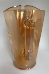 Vintage Marigold Carnival Glass With Painted White Feathers & Leaves w/ice Lip
