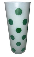 Set Of 3 Anchor Hocking Iced Tea Red & Green Polka Dot Frosted Glass Tumbler MCM