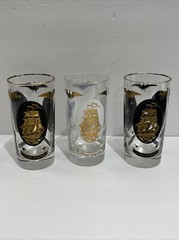 VTG 1960 Libbey 3 Tumblers Perry’s Flag Ship Andrew Jackson Independence Hall