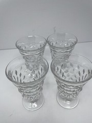 Fostoria American Clear Footed Water Tea Glasses Set of 4 8 oz 6 in Vintage USA