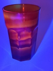 Vtg Amberina Glass Tumbler Drinking Glass 13 oz. 5″ Tall Glows Under UV Light