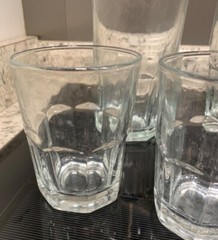 Lot of 7 Vintage Crisa Clear 8 Panel Drinking Glasses 5 1/2″ (14 oz) and 4” Tall