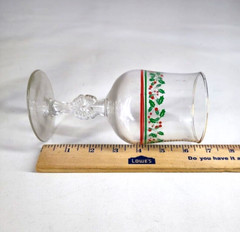 Mixed Set Of 2 Different Styles Of Libby Holly Berry Wine Goblets Stem Glasses