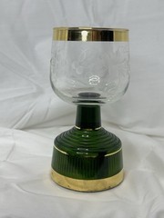 Vintage Edelglas Wien Musical Wine Glass Austria Green Stem Swiss Movement