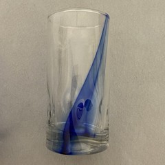 Vtg Highball Tumblers-Cobalt Blue Swirl – Set of 2-Hand Blown Art Glass 6”