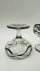 Vintage Art Deco Set Of 6 Clear Glass Silver Overlay Dessert Champagne Glasses