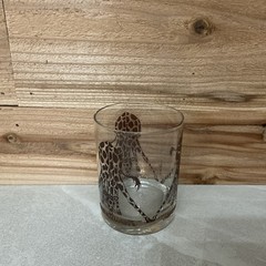 Morgan Signed 5 Double Old Fashion Whiskey Tumblers Etched Giraffe Motif