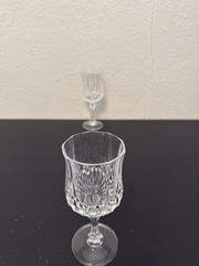Vintage Cut Crystal Wine Goblets Set of 2 Diamond Pattern Knopped Stem