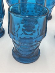 Vintage Lot of 6 Viking Georgian Blue (Bluenique) Tumbler Honeycomb Glasses EUC