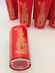 Vintage Thai Princess Siam Red Highball Glasses Set 8 – Culver Style MCM