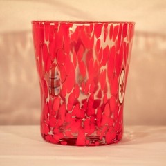 2 CC Zecchino Murano Italy confetti milifiori indented glasses pair navy red