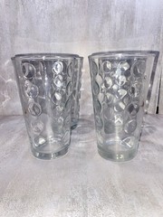 Vintage Libbey Small Coin Dot Pattern Optic 16 Oz Tumbler Glass Set Of 4
