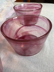 8 Kosta Boda Pink Swirl Mine Tumblers Ulrica Hydman-Vallien UHV Art Glass Sweden