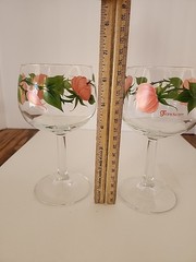 Vtg Franciscan Desert Rose 6.5″ Stemmed Wine Glass 12 oz Glassware, Pink & Green