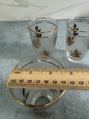 Vintage Set Of 4 Libbey Frosted w/ Gold Leaf Beverage Tumblers 4.5”