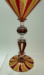 Kenny Ken PIEPER NC Art Glass Studio Cane Martini Goblet Signed 2007 Latticcino