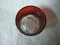 Button Arches Ruby Stained Tumbler EAPG George Duncan & Sons #39 circa 1897