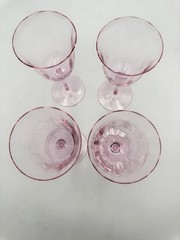 Set of 4 Vintage Blush Pink Crystal Wine Glasses Elegant Stemware Goblets