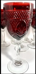 Set of 8 Antique Ruby by Cristal D’Arques/Durand Manufactured 8″ Water Goblets