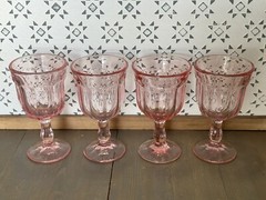Mosser Arlington (Cranberry Pink) – Set of 4 Water/Wine Glasses – 6 3/4” – 12oz