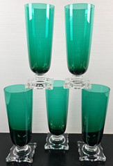 5) Seneca Green 10 Oz Slim Jim Set Vintage Highball Glasses Stemware MCM 903 Lot