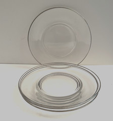 Tiffin Lynwood Franciscan Platinum Trim 8″ Clear Glass Luncheon Plate X4 Mint!