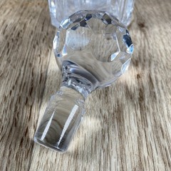 Vintage Liquor Decanter Square Body, Diamond Pattern, Disco Ball Top w/ Flaws