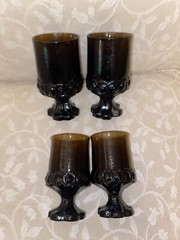 4 Vintage Franciscan Goblets, Madeira Smoke Brown Glass Renaissance HEAVY