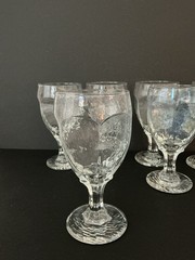 Vintage Libby Chivalry Clear Glass 6.5″ Water Gobletts, Set of 6