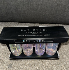Rae Dunn by Enchante Champagne Flutes Set of 4 Iridescent TOAST CHEERS New In Bo