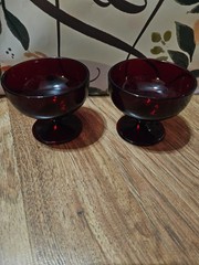 Vintage Anchor Hocking Monarch Royal Ruby Red Glass 3 1/8″ Sherbet Dessert Bowl