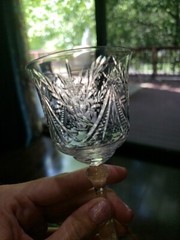 (11) Wine Goblets Glasses 6″ Elegant crystal Rock Sharpe? floral swag dots arch