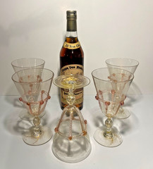 Set of 5 Vintage Salviati 24K Gold Murano Art Wine Glasses