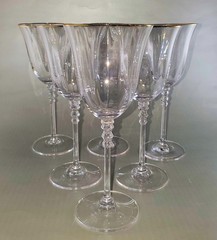 6 Mikasa SONATA GOLD Crystal WATER GOBLETS, 1989-2005, Discontinued, EXCELLENT!