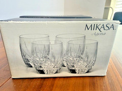 Set Of 4 Mikasa AGENA 5122465 Double Old Fashioned Crystal Glasses Slovenia NEW