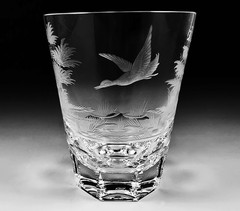 12 Josephinenhutte Sieglinde Whiskey Tumbler Glass Set Wildlife Engravings 1950s