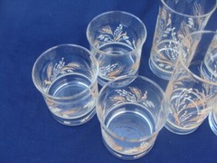 Vtg Libbey Flat Tumblers Lot Of 9 Glasses 3 Sizes 8-12-16 oz Wheat Pattern