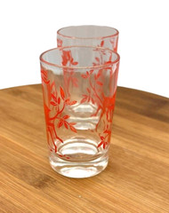 Lot of 2 Vintage Leaping Gazelle Juice Glasses C2171950s Red Deer Antelope MCM